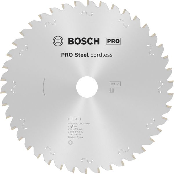 Пиляльний диск для акумуляторних циркулярних пил Bosch PRO Steel 203x1.8/1.4x25.4 мм, 42 HLTCG (2608846859)