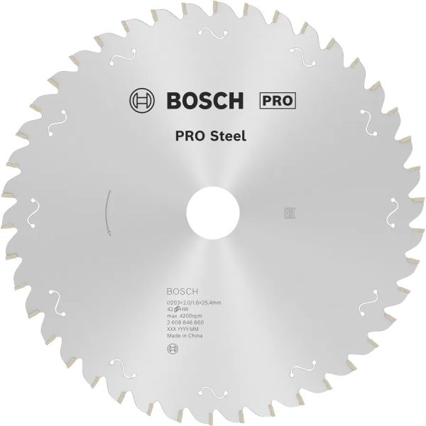 Пиляльний диск Bosch PRO Steel 203х2/1.4х25.4 мм, 42 HLTCG (2608846860)