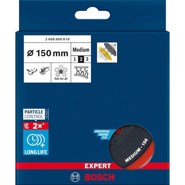 Опорна шліфувальна тарілка універсальна з отворами Bosch Expert Multihole 150 мм, середня (2608900010)