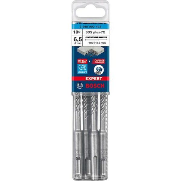 Ударний бур Bosch Expert SDS-Plus-7X 6.5x100x165 мм, 10 шт (2608900163)