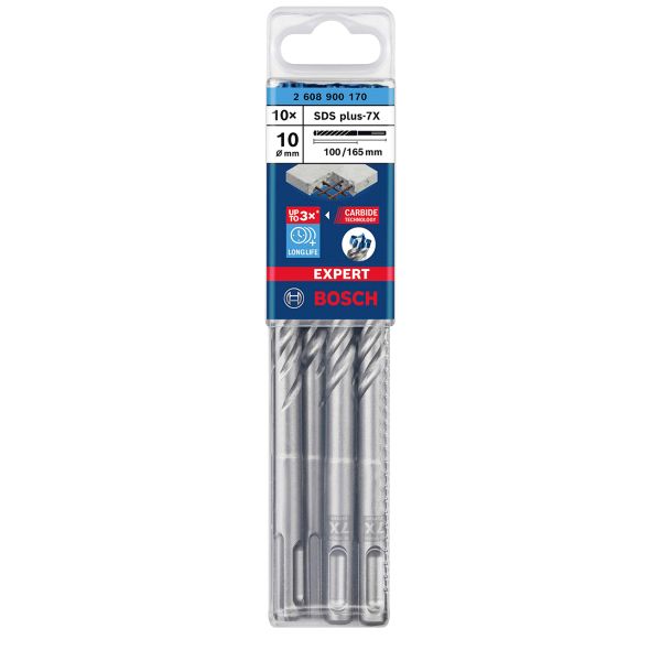 Ударний бур Bosch Expert SDS-plus-7X, 10x100x165 мм, 10 шт (2608900170)
