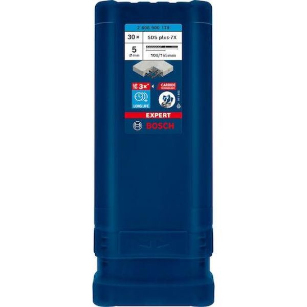 Ударний бур Bosch Expert SDS-Plus-7X 5x100x165 мм, 30 шт (2608900179)