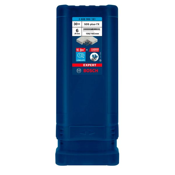 Ударний бур Bosch Expert SDS-plus-7X, 6x100x165 мм, 30 шт (2608900181)