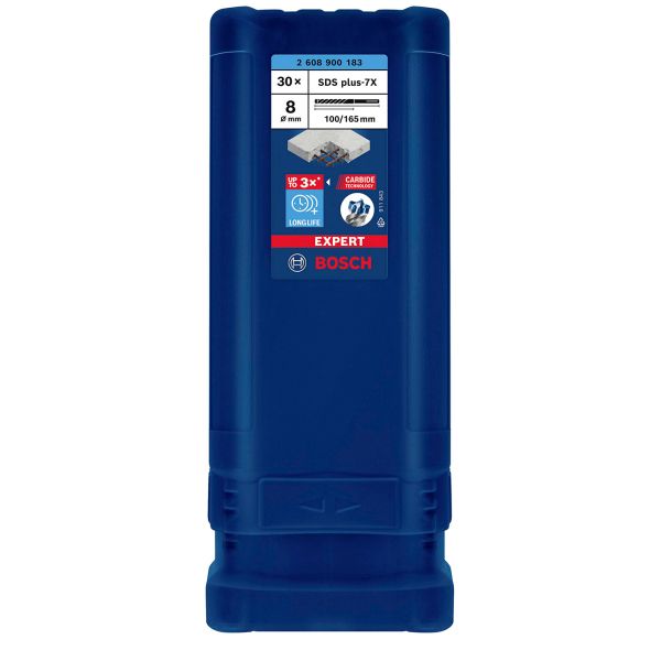 Ударний бур Bosch Expert SDS-plus-7X, 8x100x165 мм, 30 шт (2608900183)