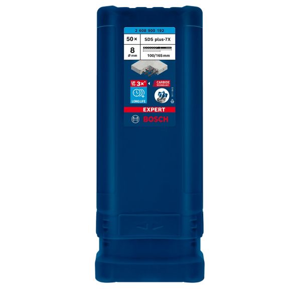 Ударний бур Bosch Expert SDS-plus-7X, 8x100x165 мм, 50 шт (2608900192)