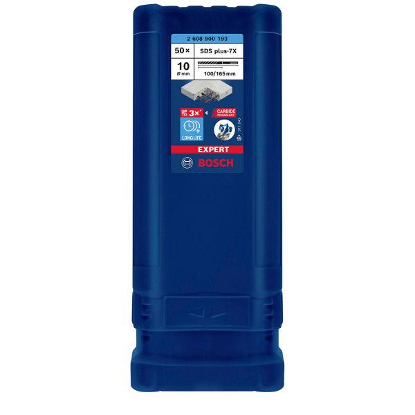 Ударний бур Bosch Expert SDS-plus-7X, 10x100x165 мм, 50 шт (2608900193)