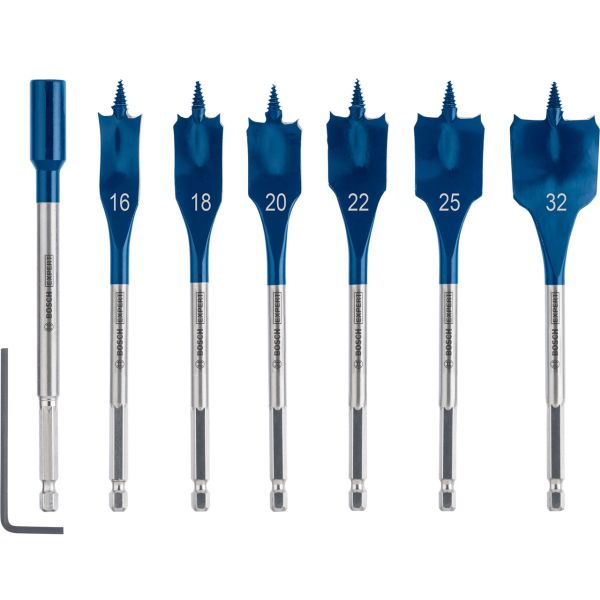 Набір свердел перових Bosch Expert SelfCut Speed з подовжувачем 152 мм, 16-32 мм, 7 шт (2608900334)