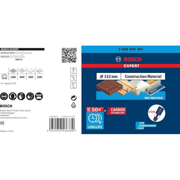 Коронка Bosch Expert Construction Material, 152x60 мм (2608900487)