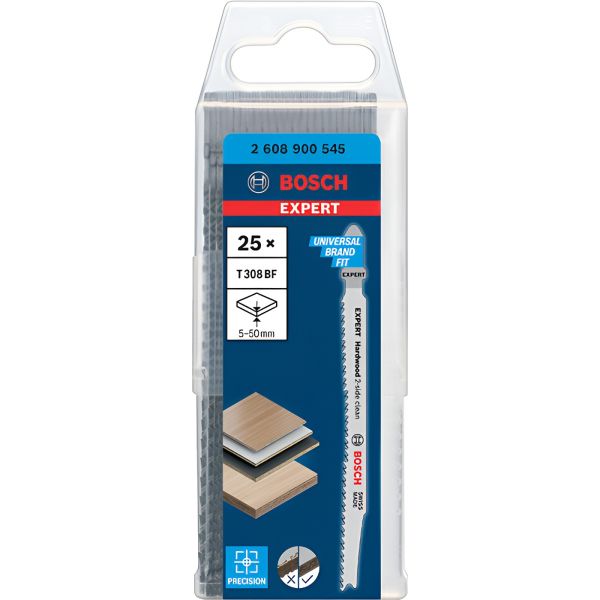 Полотно для лобзика Bosch Expert Hardwood 2-Side Clean T 308 BF, 25 шт (2608900545)