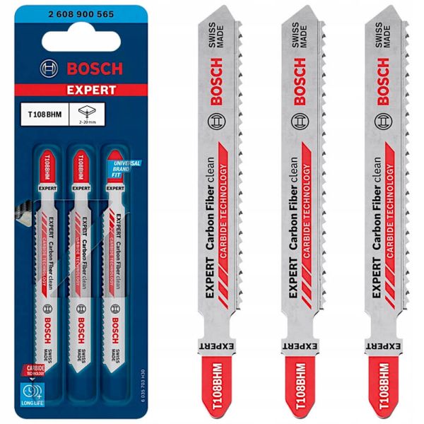 Полотно для лобзика Bosch Expert Carbon Fiber Clean T 108 BHM, 3 шт (2608900565)