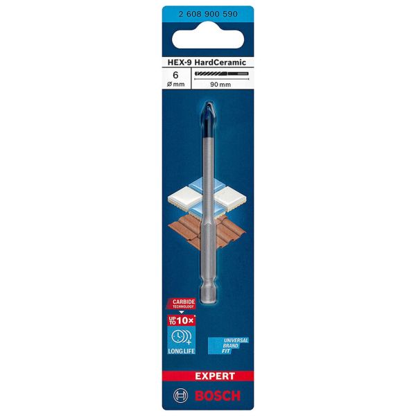 Свердло пікоподібне Bosch Expert HEX-9 Hard Ceramic, 6х90 мм (2608900590)