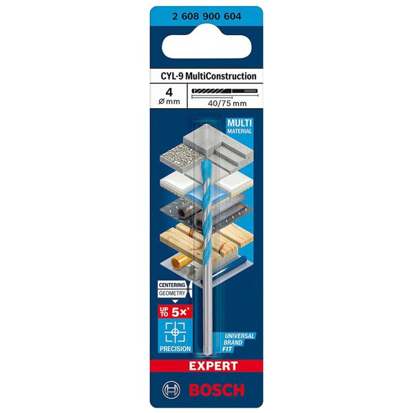 Свердло спіральне Bosch Expert CYL-9 MultiConstruction, 4х40х75 мм (2608900604)