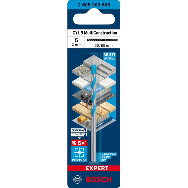 Свердло спіральне Bosch Expert CYL-9 MultiConstruction, 5х50х85 мм (2608900606)
