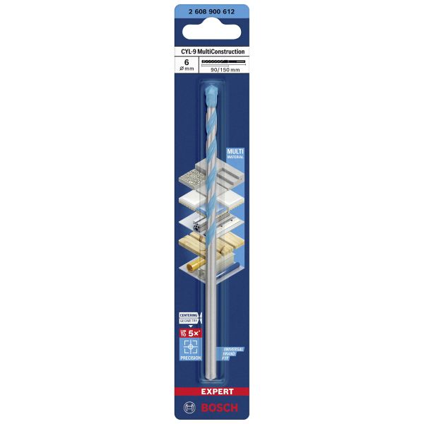 Свердло спіральне Bosch Expert CYL-9 MultiConstruction, 6х90х150 мм (2608900612)