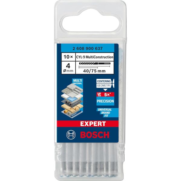 Свердло спіральне Bosch CYL-9 Multi Construction, 4х40х75 мм, 10 шт (2608900637)