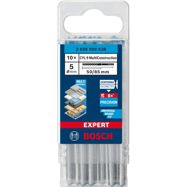 Свердло спіральне Bosch Expert CYL-9 Multi Construction 5х50х85 мм, 10 шт (2608900638)