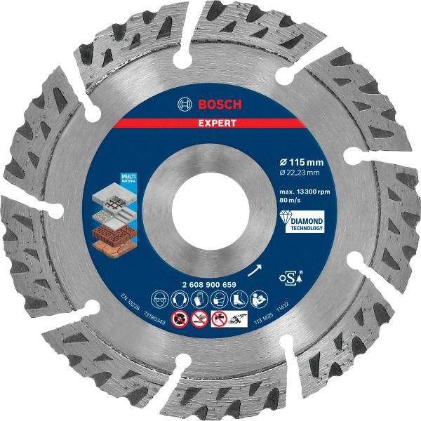 Алмазний відрізний диск Bosch Expert MultiMaterial, 115x2.2х22.23 мм (2608900659)