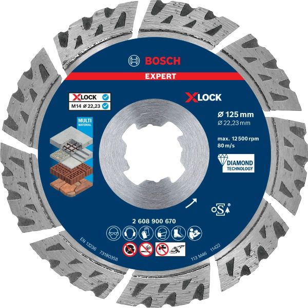 Алмазний відрізний диск Bosch Expert MultiMaterial X-Lock, 125x2.4х22.23 мм (2608900670)