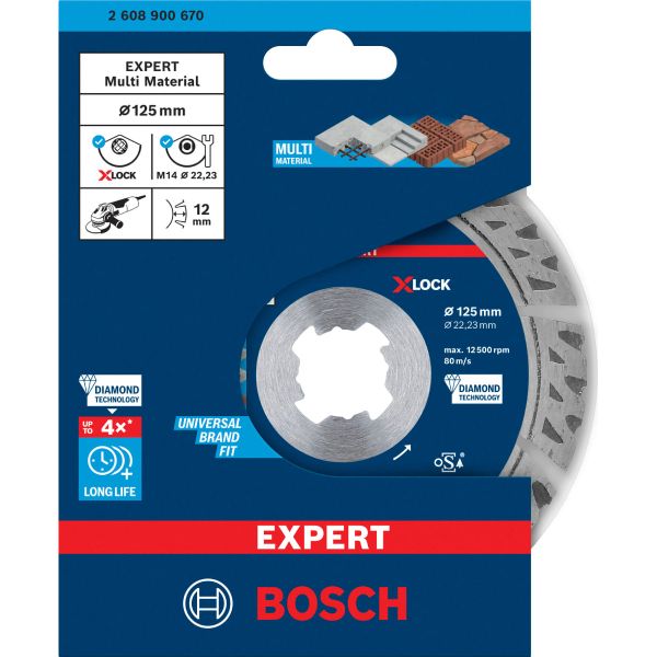Алмазний відрізний диск Bosch Expert MultiMaterial X-Lock, 125x2.4х22.23 мм (2608900670)