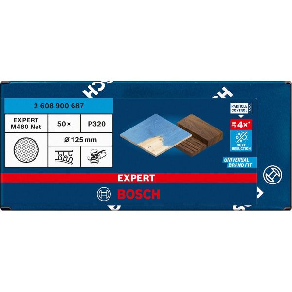 Шліфувальна сітка Bosch Expert M480 для ексцентрикових шліфмашин 125 мм G320, 50 шт (2608900687)