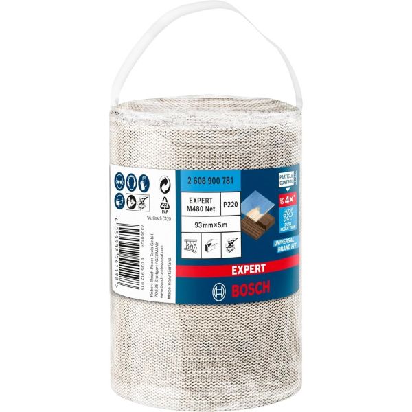 Рулон шліфувальної сітки Bosch Expert M480 Net, 93 мм, 5 м, P220 (2608900781)
