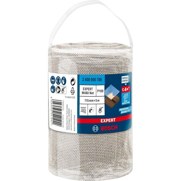 Рулон шліфувальної сітки Bosch Expert M480 Net, 115 мм, 5 м, P100 (2608900786)