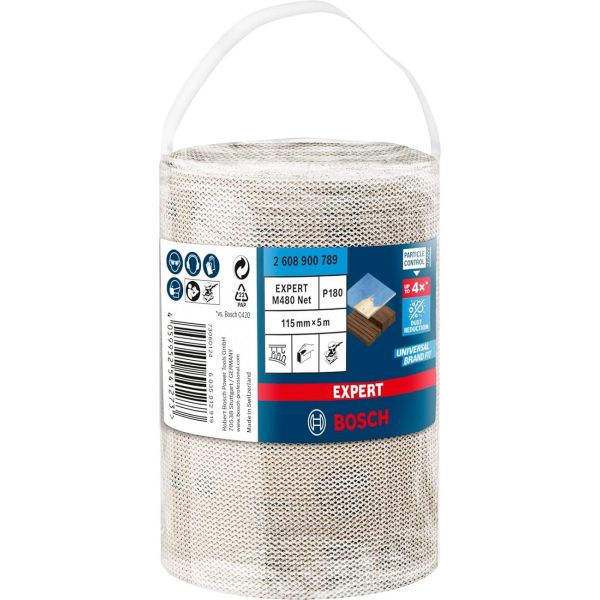 Рулон шліфувальної сітки Bosch Expert M480 Net, 115 мм, 5 м, P180 (2608900789)