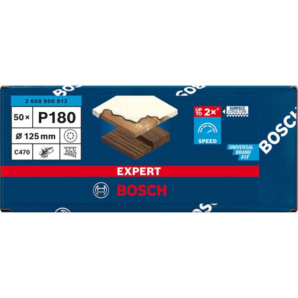 Шліфувальний лист Bosch Expert C470 125 мм, зерно 180, 50 шт (2608900913)