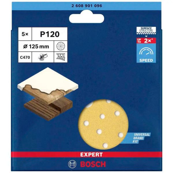 Шліфувальний круг Bosch Expert C470 125 мм, зерно 120, 5 шт (2608901096)