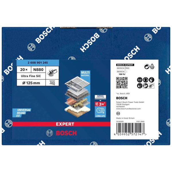 Флісовий круг Bosch Expert N880 для ексцентрикової шліфувальної машини 125 мм ультратонкий S (2608901245)