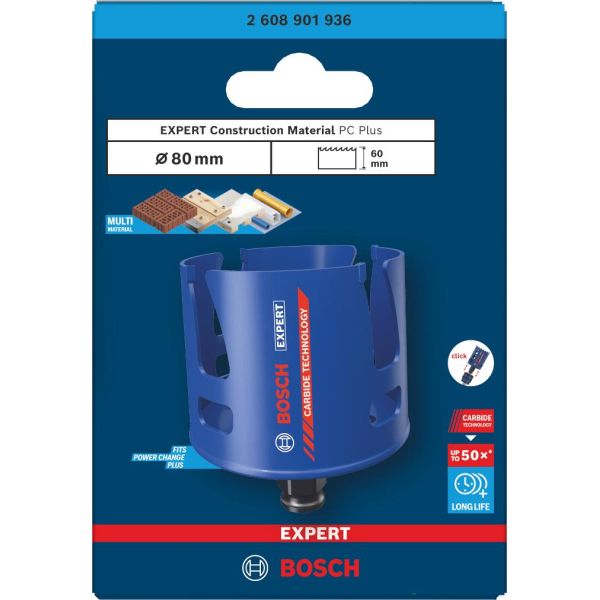 Коронка Bosch EXPERT Construction Material Power Change Plus Hole Saw, 80х60 мм (2608901936)