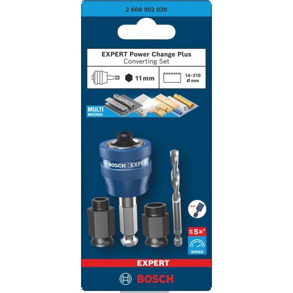 Перехідник для коронок Bosch Expert Power Change Plus 11 мм, свердло HSS-G 7.15х85 мм, 2 гайки перехідника (2608902039)