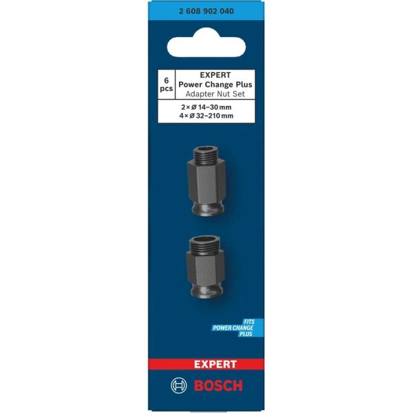 Набір адаптерів для коронок Bosch Expert Power Change Plus HS 14-30 мм і HS 32-210 мм, 6 шт (2608902040)