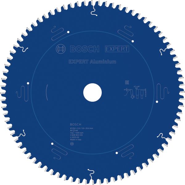 Пиляльний диск Bosch Expert Aluminium 254x2.4/1.8x25.4 мм, 80 HLTCG (2608902243)