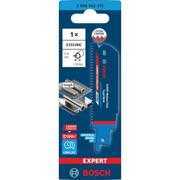 Пиляльне полотно Bosch Expert Medium-Thick Tough Metal S555HHC, 100 мм (2608902319)