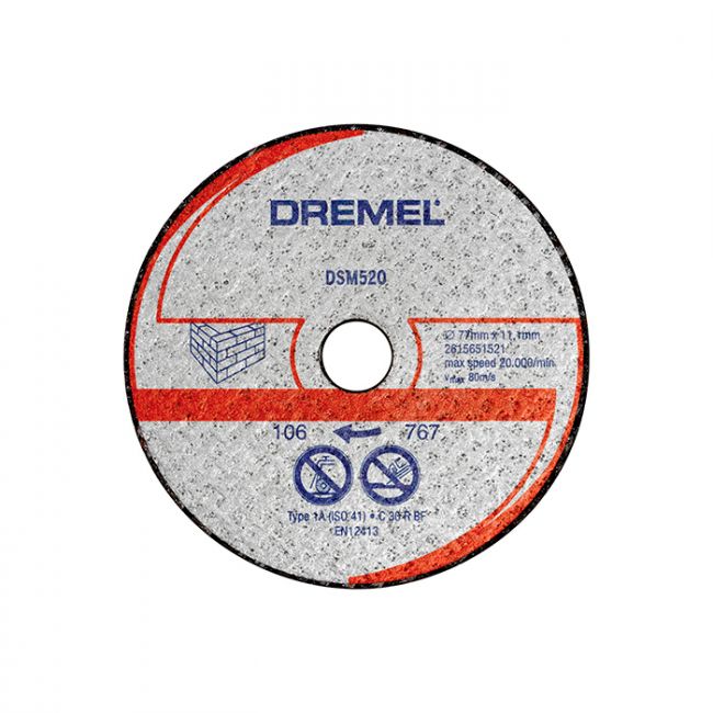 Диск отрезной по бетону Dremel DSM520, 2 шт 77х11 мм (2615S520JB)