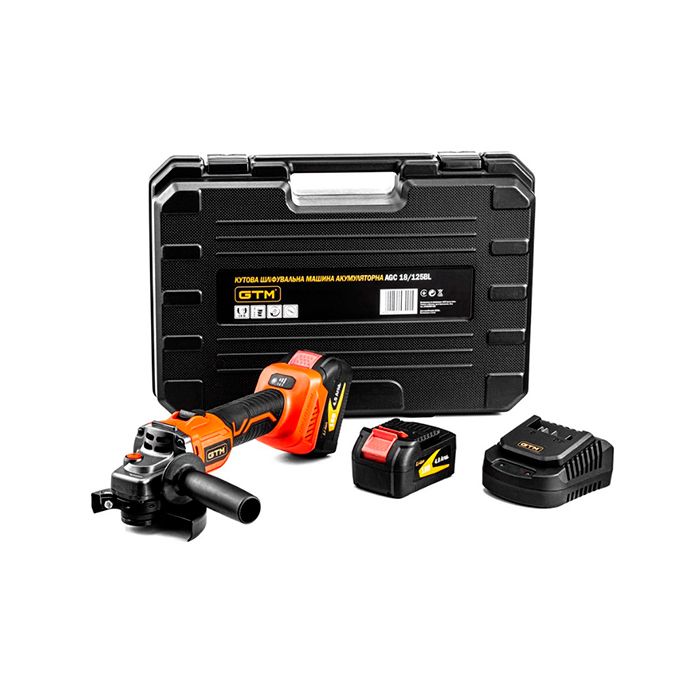Акумуляторна кутова шліфувальна машина GTM AGC18/125BL безщіткова (2693)