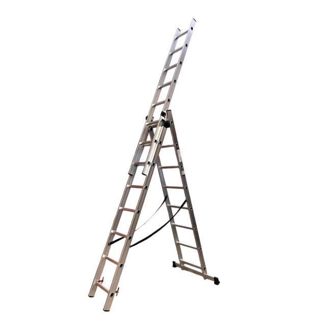Драбина алюмінієва трисекційна GTM KME308 3x8 сходинок 2.18-4.88м (KME308) (39945)