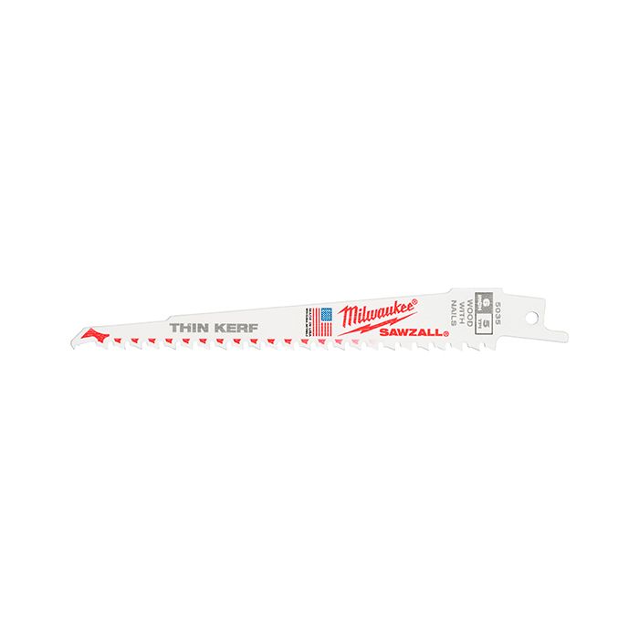 Полотно для сабельной пилы Milwaukee Sawzall THIN KERF по дереву/гвозд L=150 5шт (48005035)