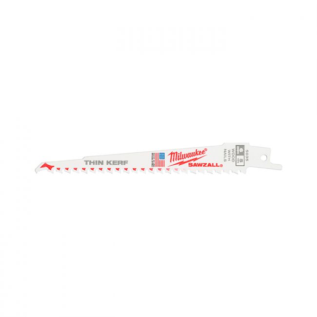 Полотно для сабельной пилы Milwaukee Sawzall THIN KERF по дереву/гвозд L=150 5шт (48005035)