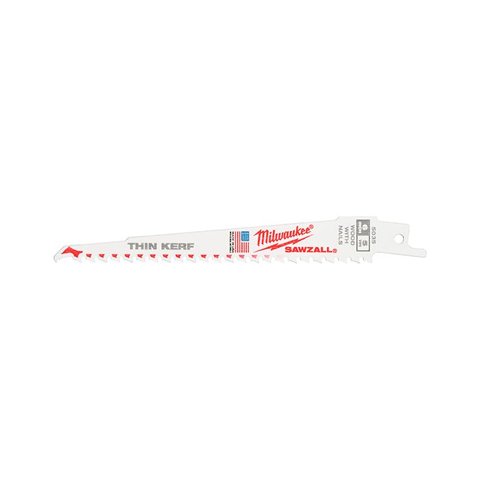 Полотно для сабельной пилы Milwaukee Sawzall THIN KERF по дереву/гвозд L=300 5шт (48005037)