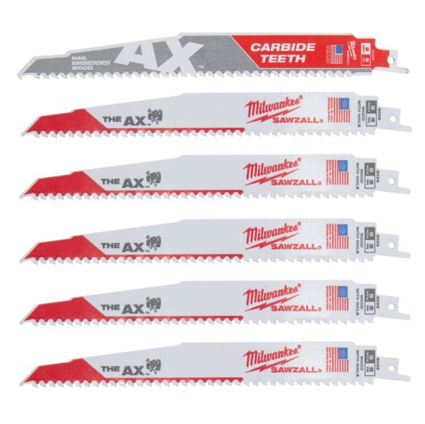 Полотно для шабельних пил MILWAUKEE, AX FANG TIP 230х5мм, (5шт) + полотно AX CARBIDE 230х5мм, (1шт) (48009028)