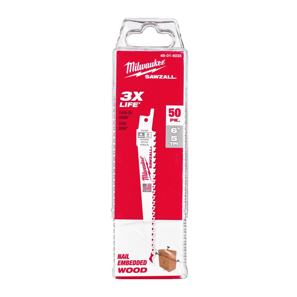 Полотно для шабельних пил FANG TIP THIN KERF MILWAUKEE, 150х5,0мм, (50шт), (деревина з цвяхами) (48016035)
