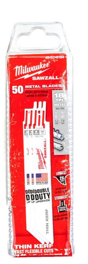 Полотно для шабельних пил THIN KERF MILWAUKEE, 150х1,4мм, (50шт), (метал) (48016184)