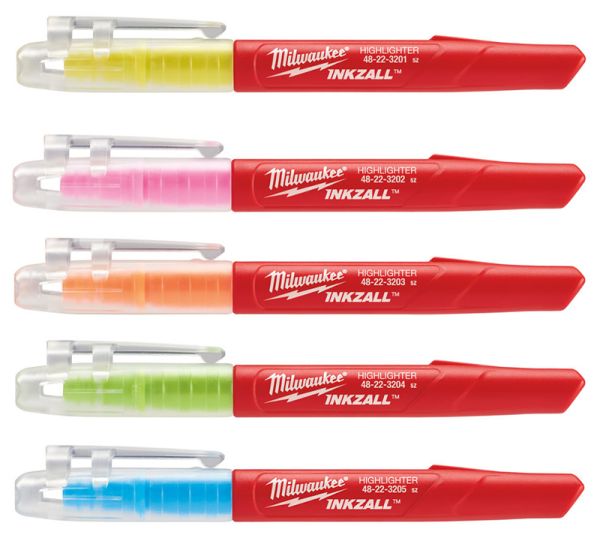 Текстмаркеры цветные Milwaukee INKZALL (5шт) (48223206)
