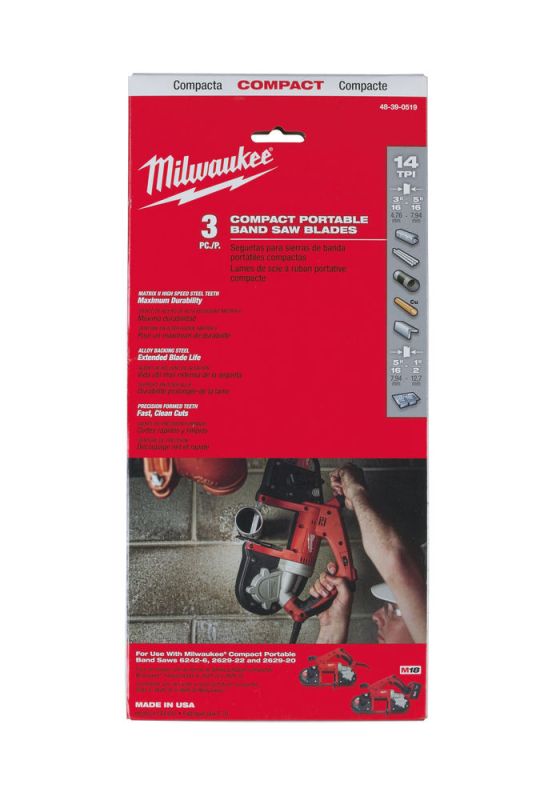 Полотно для стрічкових пил MILWAUKEE, 898,52х1,8мм, (5-8мм товщина стінки), (3шт) (48390519)