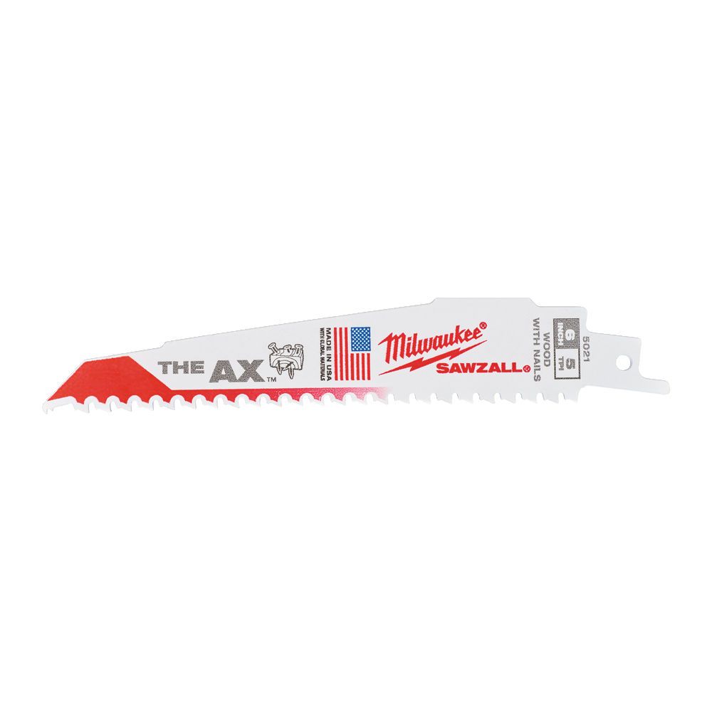 Полотно для шабельних пил AX FANG TIP MILWAUKEE, 150х5,0мм, (5шт), (деревина з цвяхами) (48475021)