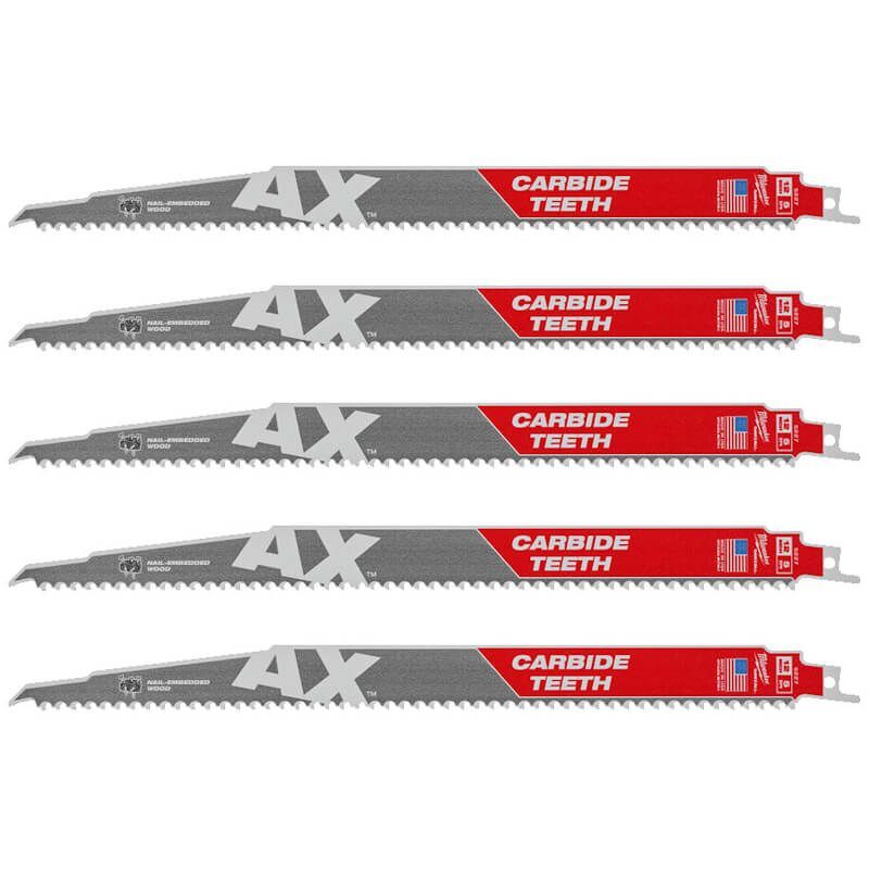 Полотно для шабельних пил AX CARBIDE MILWAUKEE, 300х5мм, (5шт), (деревина з цвяхами) (48475527)