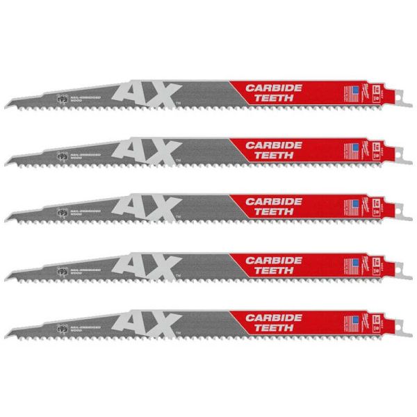 Полотно для шабельних пил AX CARBIDE MILWAUKEE, 300х5мм, (5шт), (деревина з цвяхами) (48475527)
