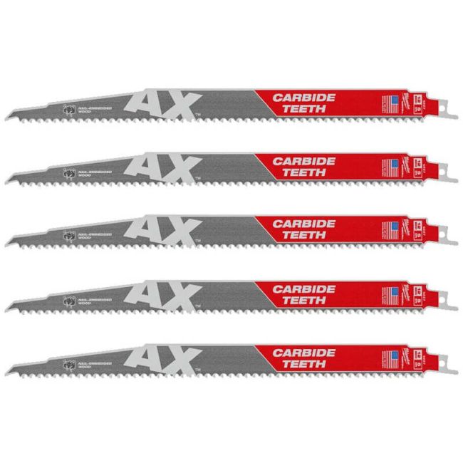 Полотно для шабельних пил AX CARBIDE MILWAUKEE, 300х5мм, (5шт), (деревина з цвяхами) (48475527)